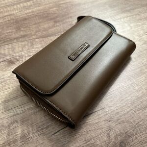 Vera Bradley brown faux leather wristlet, New no tags.